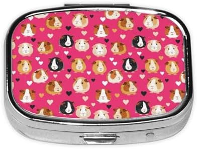 Travel-Sized Pill Organizer Compact Compartment Vitamin Case Cruise Flight Carry-On Must-Have, Love Heart Guinea Pig Pet