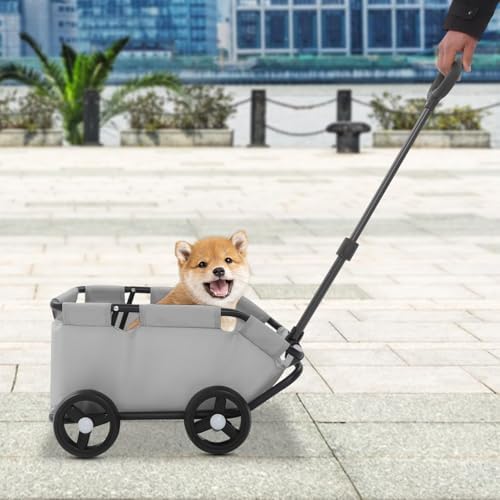 Dog Stroller, Pet Stroller for Travelling, Folding Dog Cart, Pet Stroller for Small Dogs Cats (Grey)