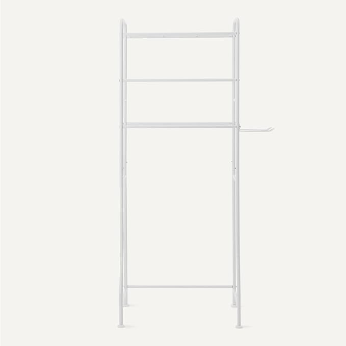 Amazon Basics Over the Toilet Storage Organizer, 3-Tier with 2 Paper Holders, 13.8 x 31.9 x 64.9 Inches, White