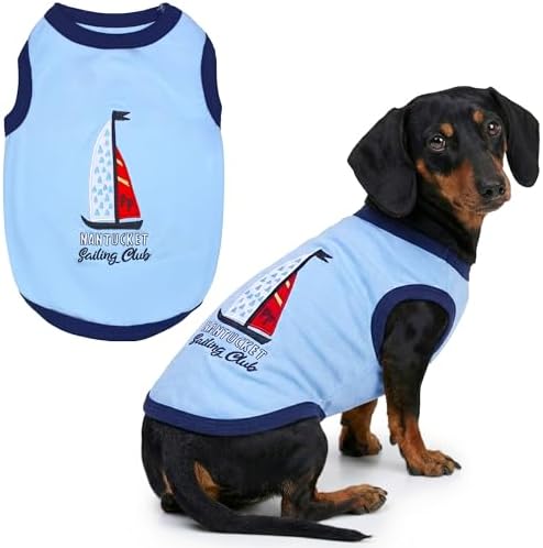 Parisian Pet Dog Shirt – 100% Cotton Shirts for Large Dogs – Nautical Sleeveless Puppy Vest – Lightweight and Breathable Pet Apparel – Pullover Summer Dog Clothes - Stretchy Funny T Shirts for Dogs