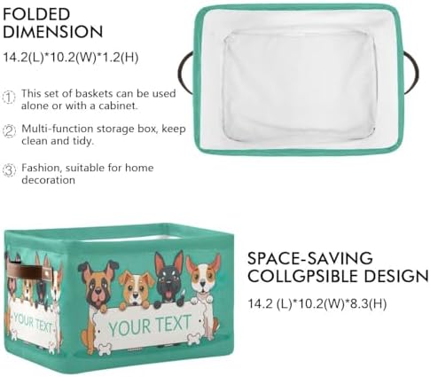 Personalized Dog Storage Basket with Handles, Customized Pet's Name Foldable Storage Bins Organizer Bag for Coats, Blankets, Clothes, 1PC
