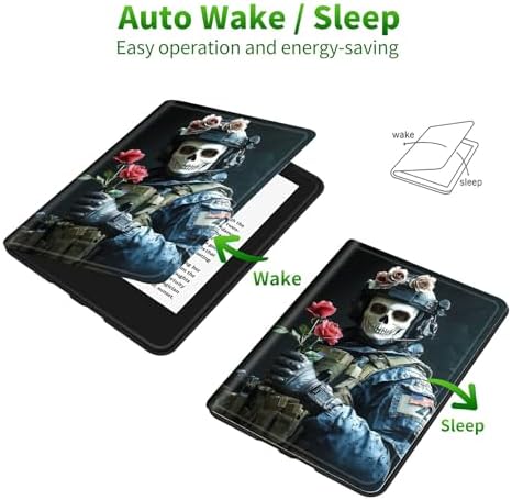 for Samsung Galaxy Tab A 8.0" 2017 SM-T380/T385 Case | Slim Leather Smart Cover with Multi-Angle Anti-Slip Stand [Auto Wake/Sleep] Shell for Women Men, Skull Man Flower