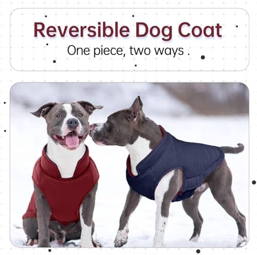 Lelepet Reversible Dog Coat Windproof Dog Jacket Lightweight Puffer Vest