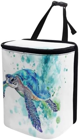 DISNIMO Tie Dye Sea Turtle Car Trash Can with Lid, Leak Proof Trash Bin Garbage Bag Collapsible Automatic Portable Trash Can, Easy to Clean, Used in Car Home Office