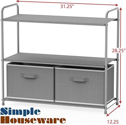 Simple Houseware 3-Tier Closet Storage with 2 Drawers, Grey
