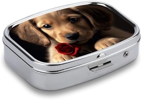 Pill Box 2 Compartment Medicine Pill Case Cute Pet Dog Printed Portable Pill Box Travel Pill Organizer for Pocket Purse Daily Medicine Vitamin Box Fish Oil Box Supplement Box