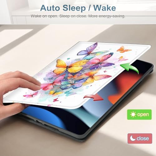 for Samsung Galaxy Tab S5e 10.5 Inch 2019 (SM-T720/T725/T727) Tablet Protective Cover with Adjustable Stand and Magnetic Auto Wake/Sleep,Butterfly Watercolor