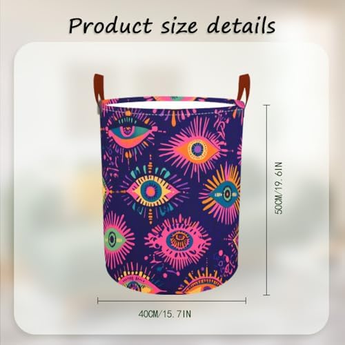Laundry Basket 15.7x19.7 in Colorful Evil Eye Hamper for Bedroom