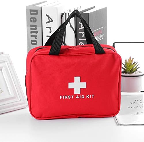 First Aid Bag First Aid Kit Empty Medical Storage Bag Red Trauma Bag for Emergency First Aid Kits Car Workshop Cycling Outdoors (Red 1PC)