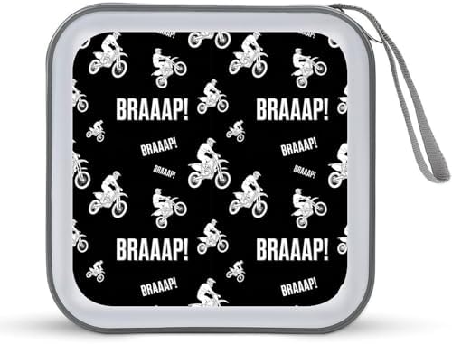 40-Disc Hard Shell Storage Wallet Dirt Bike Motocross, DVD CD Binder with Carry Strap, Portable Protective Organizer for Travel Office