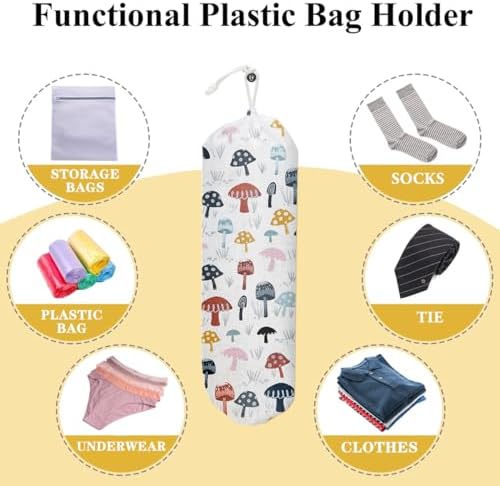 Cute Mushroom Plastic Grocery Bag Holder Plastic Bags Storage Organizer | Plastic Bag Holders for Grocery Bags, Cute Mushroom Home Kitchen Decor, Gifts for Women Mom Grandma
