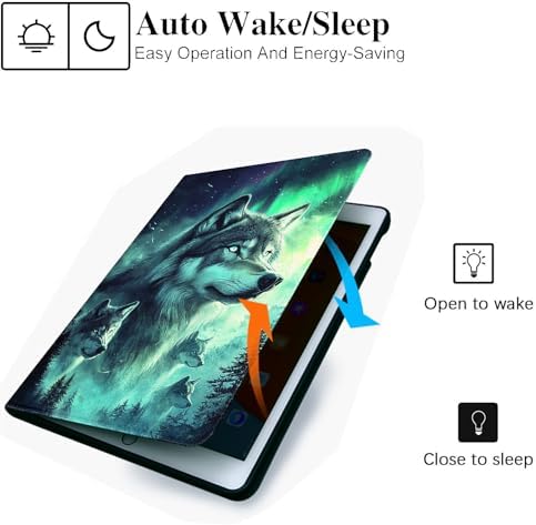 for Microsoft Surface Go 4/3/2/1-10.5" 2021 Tablet Case,Auto Wake/Sleep,Adjustable Stand Protective Cover - Wolf Northern Lights
