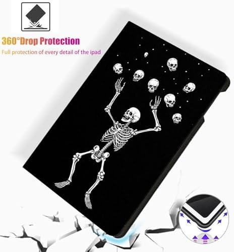 for Microsoft Surface Pro 7 Plus,Surface Pro 7/6/5/4 12.3" Tablet Case,Auto Wake/Sleep,Adjustable Stand Protective Cover - Skeleton Skull