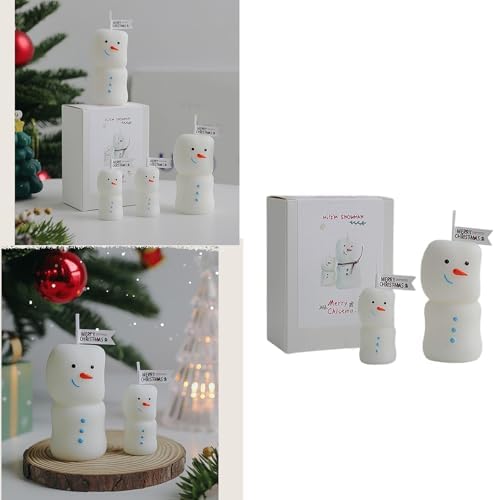 Snowman Christmas 2Pcs Soybean Wax Blend Long Time Fragrances Home Decoration Storage Friendly Snowman Holiday Set