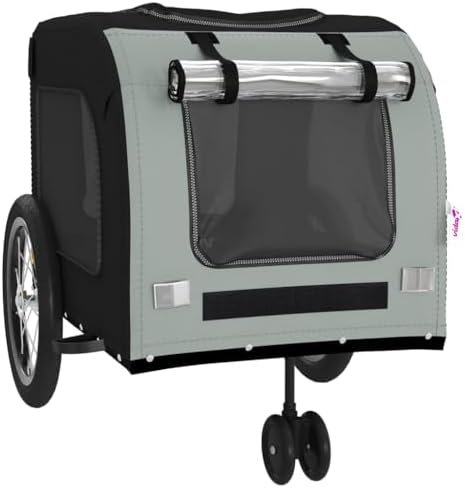 Pet Bike Trailer for Small Dogs, Foldable Bicycle Cargo Trailer with Quick-Release Wheels and Safety Flag, Orange and Gray