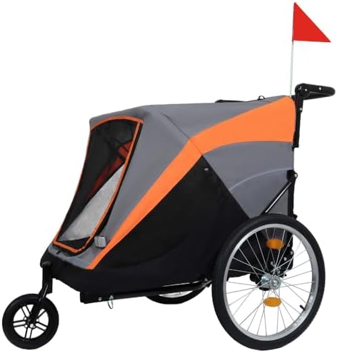 Pet Bike Trailer and Push Cart for Medium Large Dogs – Converts in Seconds, Holds Up to 100 Lbs, All-Terrain Wheels with Quick Release