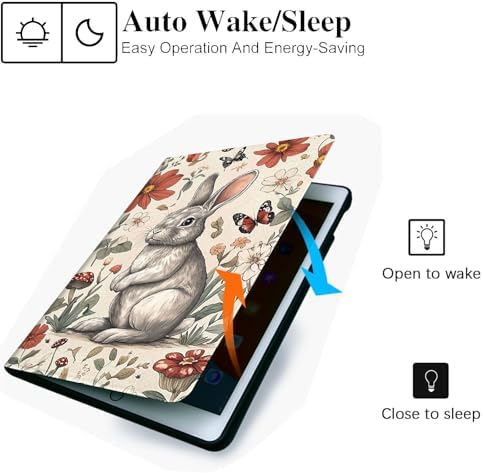 for Microsoft Surface Pro 11/10/9-13" 2024/2022 Tablet Case,Auto Wake/Sleep,Adjustable Stand Protective Cover - Cute Rabbit Flower
