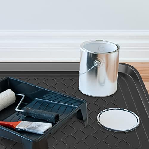 Stalwart Indoor Outdoor Boot Tray, Dark Gray, 23.75x15.75, 2-Pack | Medium All Weather Water Resistant Plastic Utility Shoe Mat for Indoor and Outdoor Use in All Seasons