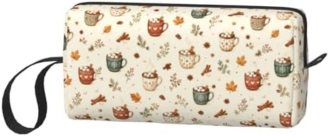 Hot Chocolate Mugs Makeup Bag for Women | Small Travel Cosmetic Pouch with Zipper, Compact Makeup Organizer Bag for Purse, Toiletries, Skincare & Daily Essentials