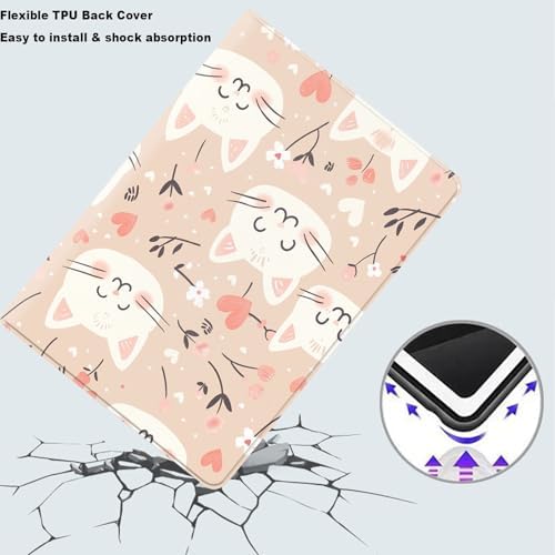 Tablet Case for iPad (9.7-Inch, 2018/2017 Model, 6th/5th Generation),Shockproof Protective Cover with Stand,Auto Wake/Sleep,Cartoon Cat Heart Flower