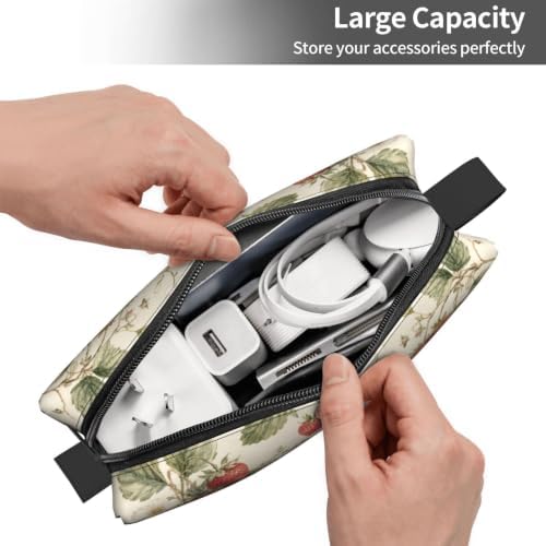 Strawberry Small Makeup Bag, 600D Oxford Cosmetic Pouch for Women | Strawberry Cosmetic Bag, Double-Sided Printed Toiletry Pouch with Foam Padding for Women, Travel, Gym, Weekend and Daily