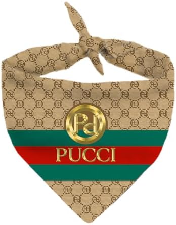 Dog Bandana Pucci Designer Fashion Clothes Scarf kercheif for Small Medium and Large Dogs. Funny Parody Gift for Girl or boy Dog Soft Durable Fabric, Adjustable tie-on Style Triangle