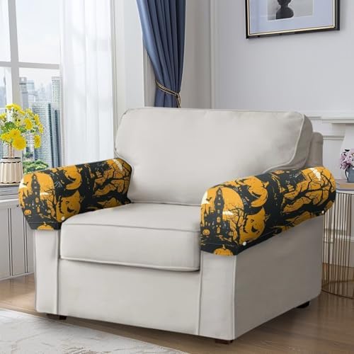 Cool Castles Armrest Covers for Sofa Couch Arm Covers for Sofa 2 Pack Universal Size Scratch Resistant Protector Covers Halloween Decoration