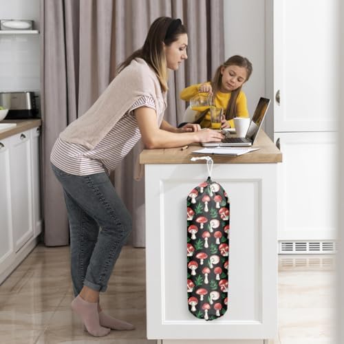 Cute Mushroom Grocery Bag Holder and Dispenser Plastic Bags Organizer | Garbage Shopping Trash Bags Storage for Home Hippie Witchy Kitchen Gifts for Kitchen Farmhouse Holiday Home Decor