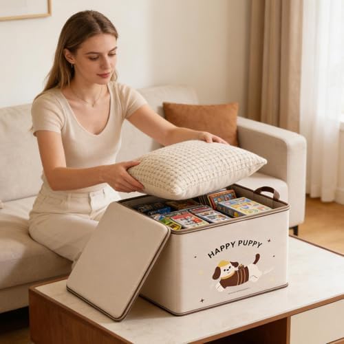 Storage Box with Lock Waterproof Stackable Organizer with Puppy Pattern | Locking Storage Box for Package Toy Delivery Travel Closet Garage Bedroom Bathroom Kitchen