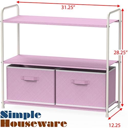 Simple Houseware 3-Tier Closet Storage with 2 Drawers, Pink