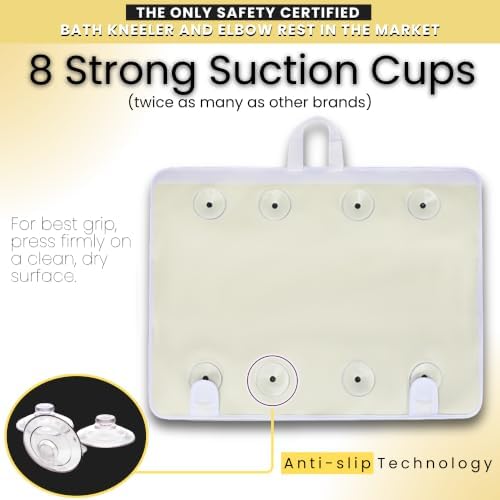 Bath Kneeler –8 Suction Cups & 2" Thicker Padding.Certified Bath Kneeling Pad for Bath Tub & 5 Bath Toy Organizer. Fast Dry Bath Kneeler and Elbow Rest Pad Set. Baby Bath Essentials by Supa Ant-Duck