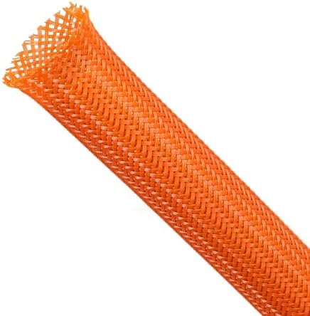 Braided Sleeving, PET Expandable Cable Sleeve, Mesh Cable Management for TV, Computer, Home Theater, Flexible Cord Protectors from Pets No Chew (Orange, 1/8" x 25ft)