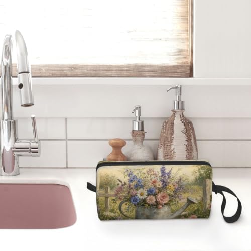Watering Can Garden Bouquet Makeup Bag for Women, Cosmetic Pouch | Double-Sided Garden Watering Can Cosmetic Organizer with Foam Padding for Women, Travel, Gym, School, and Daily Storage