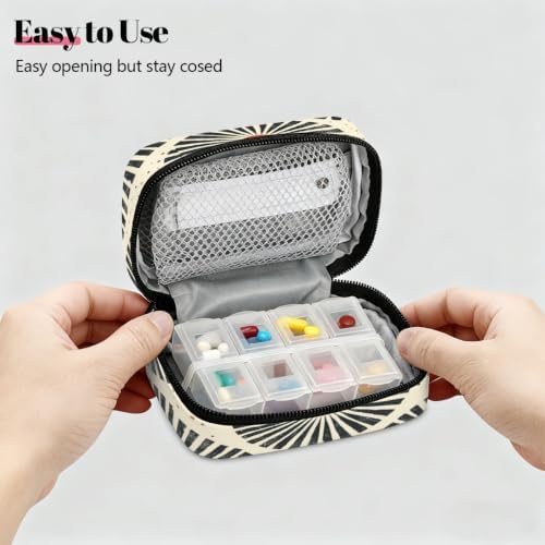 Travel Pill Organizer Vintage Japanese Geometric Small Pill Case