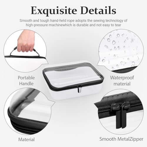 3 PCS Clear Zipper Pouches with Handle, Diaper Bag Organizer, Clear Makeup Bags Hardshell Toy Storage Bins with Zipper Toiletry Pouch Bag for Cosmetics Pencils Puzzles, Building Blocks(Black)
