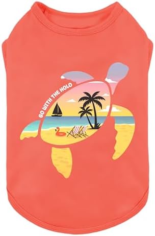 Fitwarm Hawaiian Sea Turtle Dog Shirt, Tropical Summer Clothes for Small Dogs Boy Girl, Funny Pet Outfit, Orange, XL
