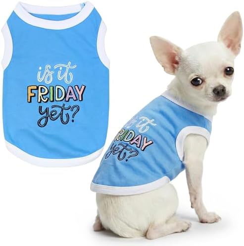 Parisian Pet Dog Shirt – 100% Cotton Shirts for Small Dogs – Sleeveless Puppy Vest – Lightweight and Breathable Pet Apparel – Pullover Summer Dog Clothes - Stretchy Funny T Shirts for Dogs