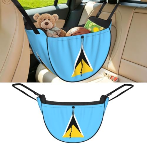 Flag of Saint Lucia Car Seat Organizer-Backseat Storage Bag for Travel | Waterproof Durable. Holds Snacks Gear Essentials. Fits Most Cars.