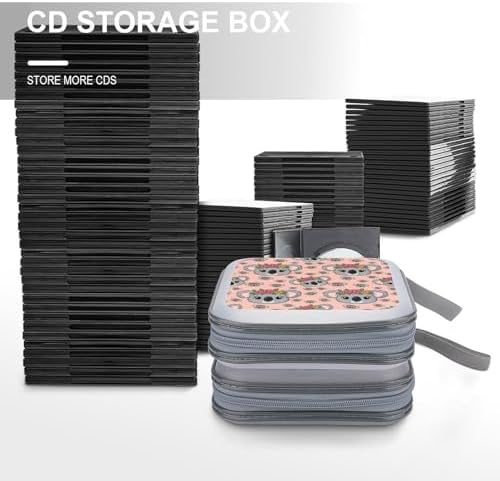 Protective 40-Capacity CD Organizer Animal Koala, Hard Case Storage Binder with Zipper, Portable Wallet for Car Home Office