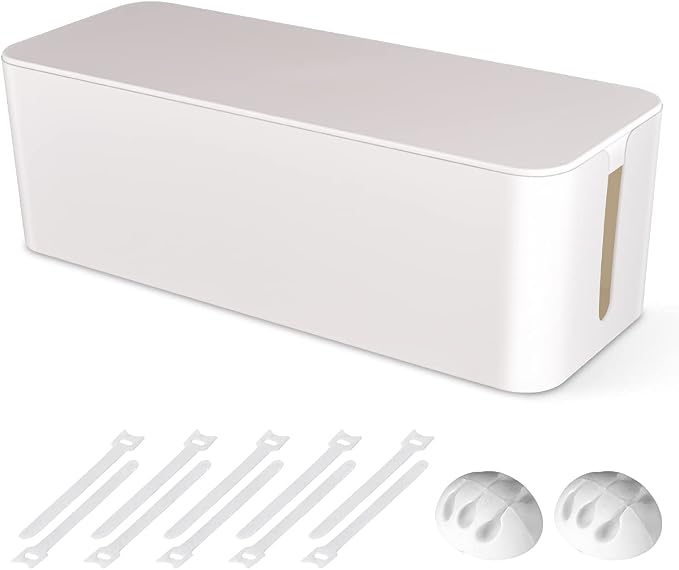 Cable Management Box, Large Cord Organizer Box to Hide Power Strip | Under Desk Cable Organizer, TV Computer Wires Cord Organizer, Cable Management Set, for Home/Office