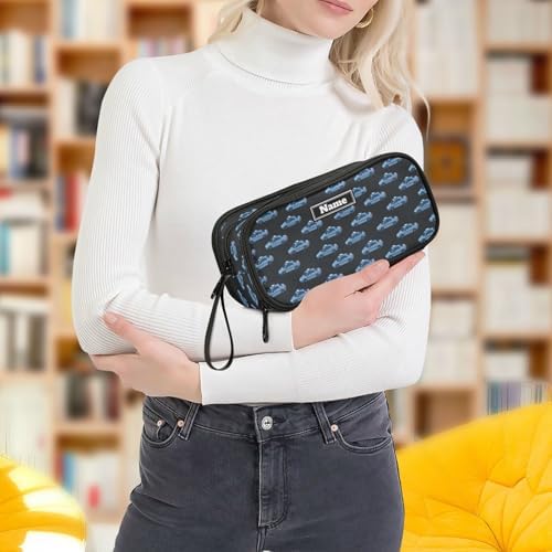 KLL Custom Large Capacity Pencil Cases Teen Girls Zipper Pencil Case College Portable Police Car Herd Black