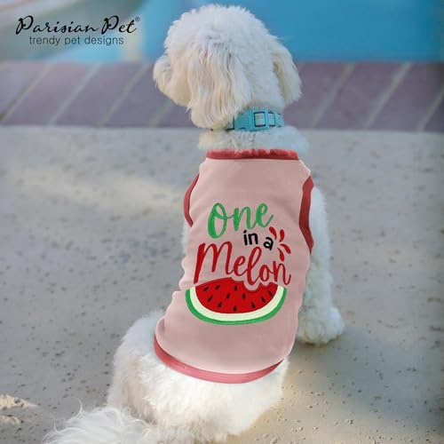 Parisian Pet Dog Shirt – 100% Cotton Shirts for Large Dogs – Pullover Sleeveless Puppy Vest – Breathable Cute Watermelon Pet Apparel – Pink Summer Dog Clothes - Stretchy T Shirts for Dogs