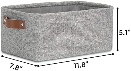 DULLEMELO Small Collapsible Fabric Basket for Organizing, Shelves, Closets, Laundry, Nursery, Decorative Gift Basket (Gray)