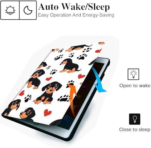 for Microsoft Surface Go 4/3/2/1-10.5" 2021 Tablet Case,Auto Wake/Sleep,Adjustable Stand Protective Cover - Cute Pet Dog Black Dachshund