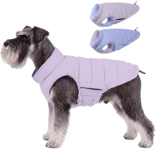 Lelepet Reversible Dog Coat Windproof Dog Puffer Jacket Lightweight Vest