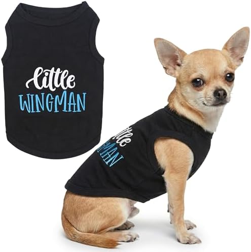 Parisian Pet Dog Shirt – 100% Cotton Shirts for Small Dogs – Sleeveless Black Puppy Vest – Lightweight and Breathable Pet Apparel – Funny Summer Boy Dog Clothes - Stretchy Cute T Shirts for Dogs