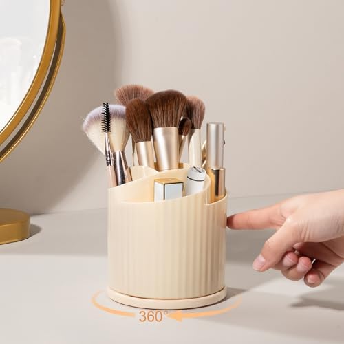 Anyoifax 360 Rotating Makeup Brush Holder Make Up Brushes Organizer, Beige
