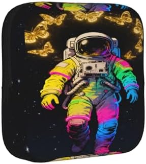 Women Feminine Care Storage Bag Space Astronaut Gold Butterfly Art, Portable Polyester Menstrual Cup Pouch, Reusable Purse Pouch Gifts for Travel