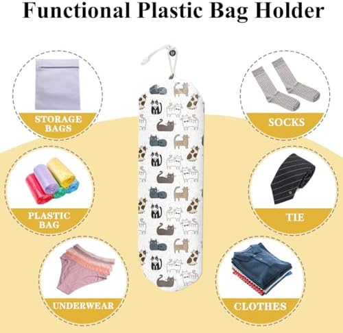 Cats Plastic Bag Holder Grocery Bag Holder Plastic Bag Storage Organizer | Plastic Bag Holders for Grocery Bags, Cute Cat Home Kitchen Decor, Gifts for Women Mom Grandma