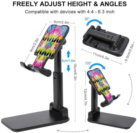 Aliens Tie Dye Cell Phone Stand with Flexible View Angles | Adjustable, Desktop Accessories, Phone Holder, Compatible with 4"-13" Devices, home use
